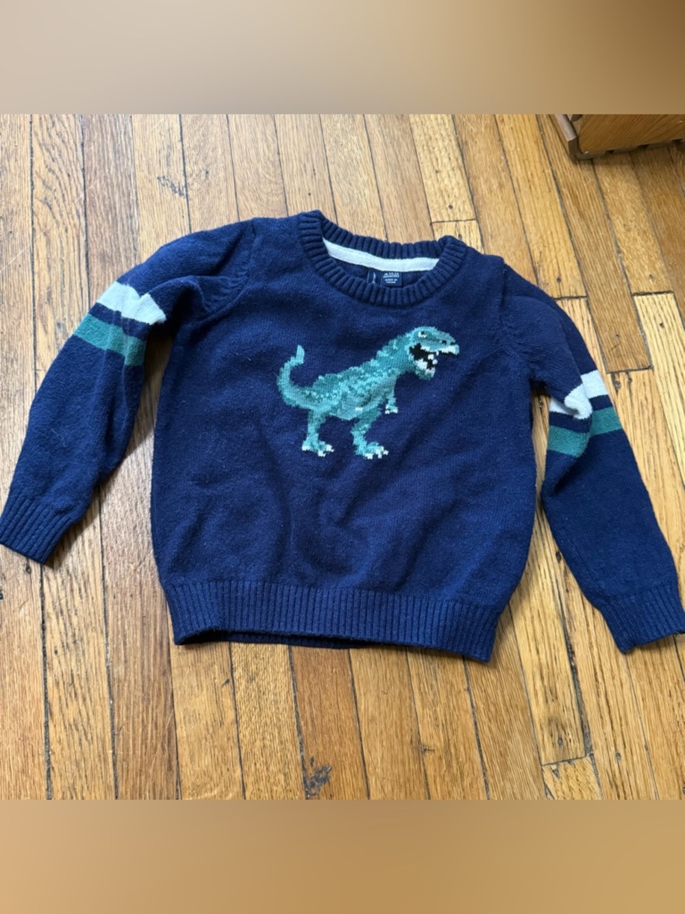 JANIE and JACK Baby Boys’ Navy Dino Knit Pullover Sweater - Size 18-24 Months